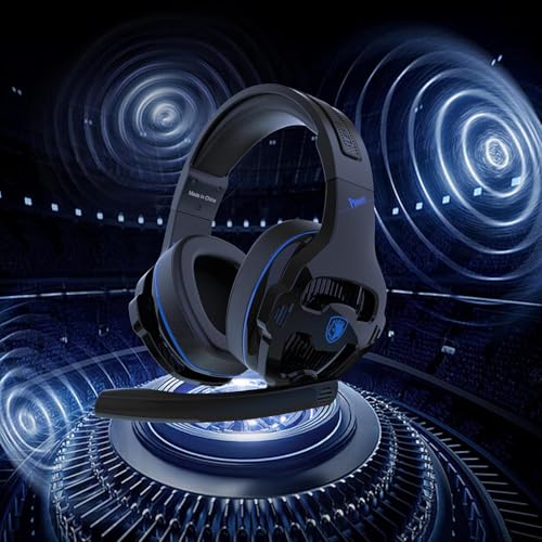 Gaming Headset with Microphone for PS5, PS4, Xbox Series X|S, Nintendo Switch, PC - 3.5mm Wired Over Ear Headphones, Noise Canceling Mic, Stereo Surround Sound, Soft Memory Foam - Black Blue - color: Black Blue
