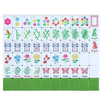 160 Pcs Green American Mahjong Only, 1.2 x 0.8 Inches Flowers Theme Melamine Mahjong Tiles, Hand Carved Pattern for Mah Jong Games, Adult Classic Board Games, Beginners, Mah Jong Lovers - color: Fresh Color, style: Classic