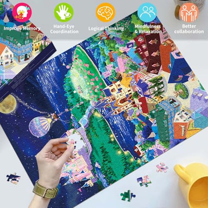 HUADADA 1000 Piece Puzzle for Adults, The Kingdom’s Silent Night, Eco Non-Glare Print, Puzzle 1000 Family Leisure & Gift - color: The Kingdom’s Silent Night