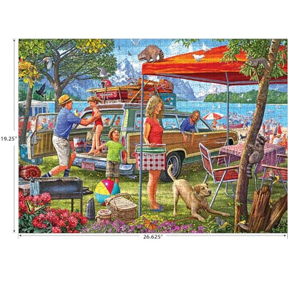 RoseArt Kodak Premium Family Beach Vacation 1000 Piece Jigsaw Puzzle | 20" x 27" Finished Size, Puzzle for Adults, Fully Interlocking Pieces, Bonus Poster Included, Made in USA - style: Family Beach Vacation