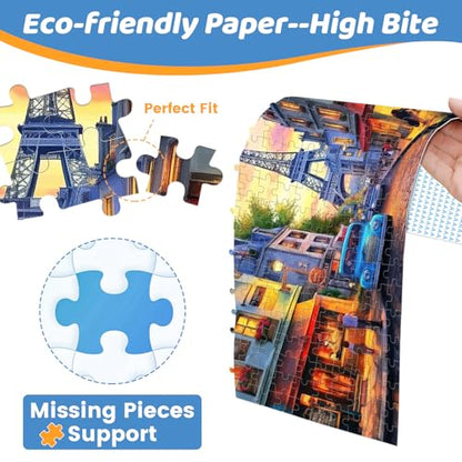 Puzzles 300 Pieces for Adults | Eiffel Tower Jigsaw Puzzles | Recycled Cardboar Jigsaw Puzzles 300 Pieces | Challenging Family Activity Great Gift Idea for Family Friends | 20.5 X 15 inches - style: ShopTower