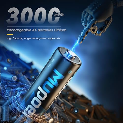 Mupoer 16 Pack Rechargeable AA Batteries Lithium with Charger,3000mWh 1.5V AA Lithium Blink Batteries,Double A Battery Rechargeable,Long Lasting Pilas Recargables Lithium ion AA Battery for Xbox - size: 3000mWh16AA