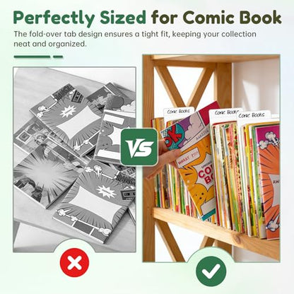 Comic Book Dividers, Thick Cardboard Card Separator Comic Book Dividers for Comic Book Storage Boxes Office Supplies (25, White, Large)
