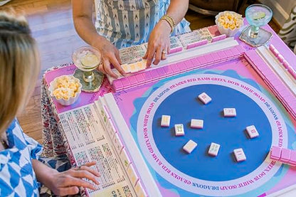 Mahjong Neoprene Learning Mat (33"x33"), Non-Slip Table Mat, Noise Reduction, Table Cover for American Mahjong, (Pink) (Mat Only)