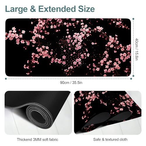 Cherry Blossom Extended Gaming Mouse Pad 35.4 x 15.7 Inch – Japanese-Inspired Desk Mat for Gaming, Office, and Study with Non-Slip Rubber Base - color: #42, size: 35.4" x 35.4"