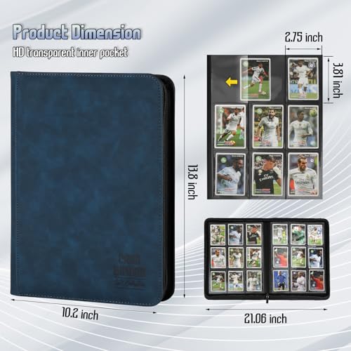 Trading Card Binder, Premium 9 Pocket Double Sided 540 Pocket PU Card Collection Binder, Collectible Trading Card Albums for MTG, TCG, Sport Card, Game Cards (Navy) - color: Navy