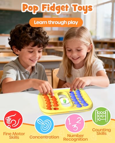 D-FantiX Number Pop Dice Math Games, Car Airplane Travel Essentials Kids | Toddler Sensory Fidget Toys, Learning & Education Activity, Ideal for Classroom & Road Trips, Birthday Gift Stocking Stuffers