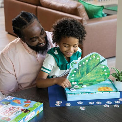 World of Eric Carle , The Very Hungry Caterpillar Snack Match Game – Cooperative Memory Board Game for Kids Ages 4+, 2‑6 Players, 3‑D Leaf Board & 31 Tokens Included