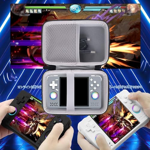 WERJIA Hard Carrying Case Compatible with RG447V/RG DS/ XF40H Handheld Game Console, Mesh Pocket fits Cable, SD Card (Grey) - color: Grey