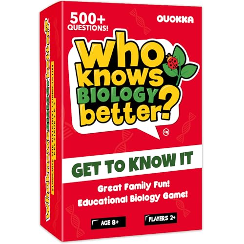 Quokka Card Games for Kids 8-12 - Board Family Games for Kids and Adults | Biology Trivia Cards for Family Game Night - Who Knows Biology Better 500+ Questions - Fun Card Game for Families and Teen - color: 06. Biology