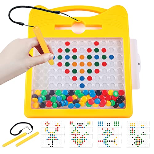 Magnetic Drawing Board for Kids, Toddler Magnet Doodle Board with 2 Pens, Magnetic Dot Art, Fine Motor Skills Toys, Airplane Travel Essentials Toys for Boys Girls (Yellow Cat) - color: Yellow Cat