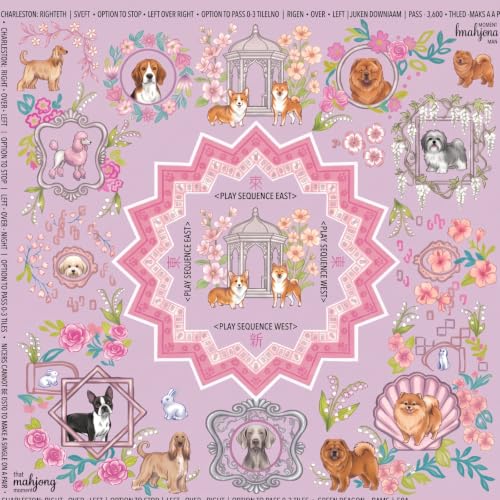 Drydiet Mahjong Mat for Table 31.5 x 31.5 Inch American Mahjong Mat with Carrying Bag, Non-Slip Noise Reduction Table Item for Family Poker Domino Board Game Night & Party Use(Dog Themed) - style: Dog Themed