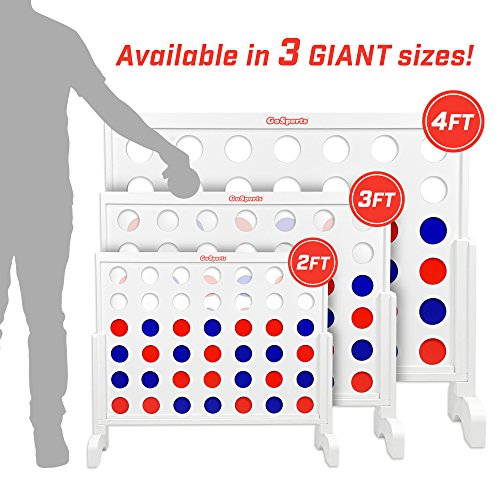 GoSports 2 foot Width Giant 4 in a Row Game with Carrying Case, Made from Wood - style: Classic