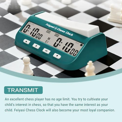 Chess Clock, Competition Specific Chess Timer, Portable Digital Electronic Large Screen Chess Clock,Suitable for Timers in Chess, Go, Checkers, and Other Board Games (Cyan) - color: Cyan