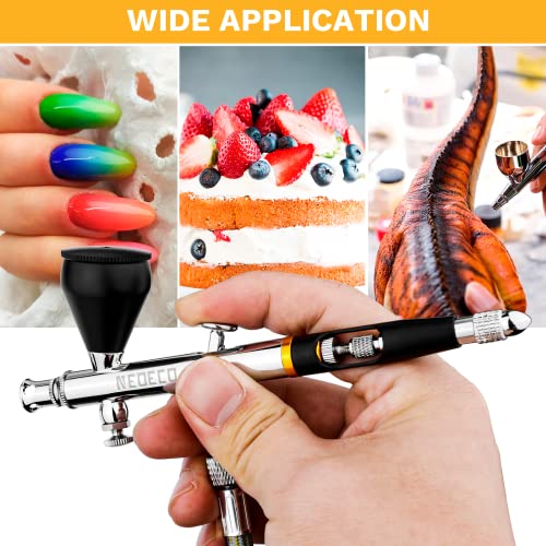 NEOECO SJ83 Airbrush, Self-Centring Plug-in Nozzle，0.2, 0.3 & 0.5mm Nozzle Sets and 1/3 oz Cup, Dual-Action Gravity Feed Airbrush with 1/3 oz,2/3 oz,4/3 oz Replacement Cups (Black) - color: BLACK