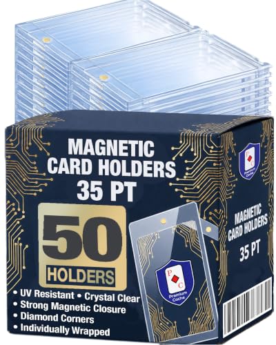 Magnetic Card Holder for Trading Cards |35pt 50 Pack| One Touch Card Holder | 35 Point Magnet Card Case, Clear Acrylic Cases for 35 PT Sports Cards, Trading Cards, TCG, for Collectible Card Storage. - size: 50 Count