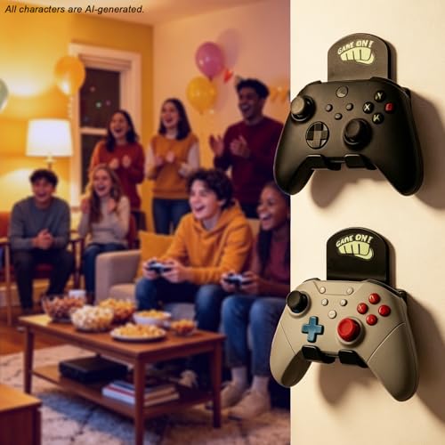 2 Packs Wall Holder Hook for Video Game Controllers,No Drill Black | Night Glow Sticker, No Drill Installing