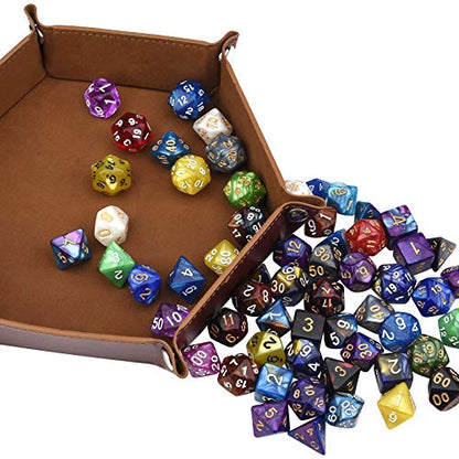 175 Pcs Bulk DND Dice Sets, Polyhedral RPG Dungeons and Dragons Dice, MTG | 25 Set, 25 Colors, D&D Dice, Large Flannel Bag, D4 to D20 Table Games, Pound of Dice, Party Favors