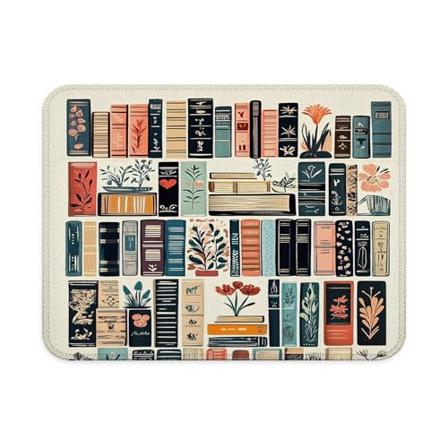 Vintage Library Floral Book Mouse Pad, Reading Lovers Reader Librarian Gifts, Floral Bookish Aesthetic Mouse Pad for Work Computers Laptop Home Office Dorm Desk Accessories, 9.5x7.9 Inch - color: Landscape Flowers Mouse Pad D