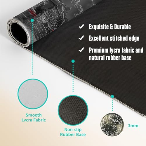 Extended Gaming Mouse Pad, Large Mouse Mat 3 mm Nature Rubber Base Mousepad with Stitched Edges, Non-Slip Desk Mat for Office Home Great Gift 31.5x11.8 Inch (Dark Canyon 6) - color: Dark Canyon 6