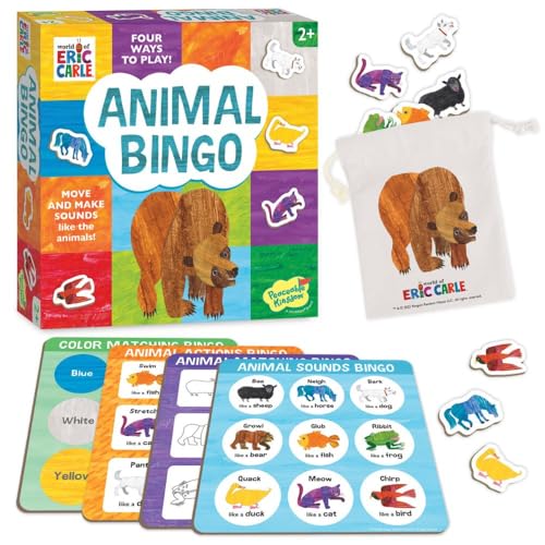 Peaceable Kingdom World of Eric Carle Board Game | A fast, replayable board game. Includes 9 wooden animals and 2 double-sided bingo boards. Ages 2+.