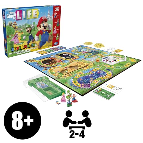 Hasbro Gaming The Game of Life: Super Mario Edition Board Game for Kids Ages 8 and Up, Play Minigames, Collect Stars, Battle Bowser