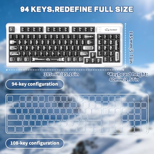 FREEWOLF M95 Transparent Membrane Keyboard with Clear Keycap,Wired Gaming Keyboard with RGB Backlit, 94 Silent Keys with Mechanical Feeling,26-Key Anti-ghosting,for Mac/Windows -Black - color: Black