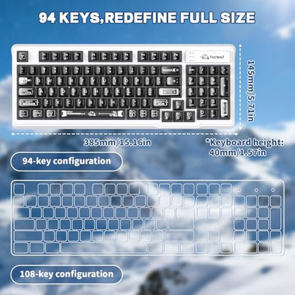 FREEWOLF M95 Transparent Membrane Keyboard with Clear Keycap,Wired Gaming Keyboard with RGB Backlit, 94 Silent Keys with Mechanical Feeling,26-Key Anti-ghosting,for Mac/Windows -Black - color: Black