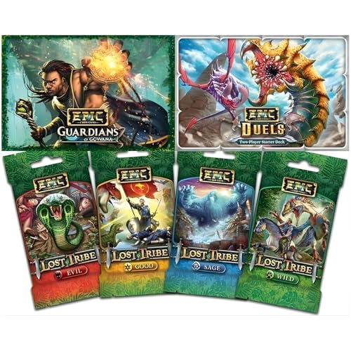 WISE WIZARD GAMES, Epic Card Game Bundle: Base Set, Guardians of Gowana, Duels Boxed Sets Plus 4 Lost Tribe Card Packs, 4 Pantheon Packs, 4 Tyrants, 4 Uprising (19 Items)