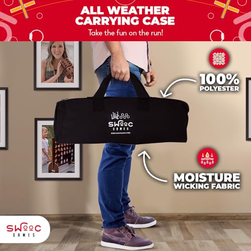Swooc Games - Rustic Ring Toss Game (All Weather) - Easy Setup & Extra Games Included - Ring Toss Game for Adults - Outdoor Activities for Adults - Yard Toys for Kids - Backyard Fun - Outdoor Party - size: X-Large
