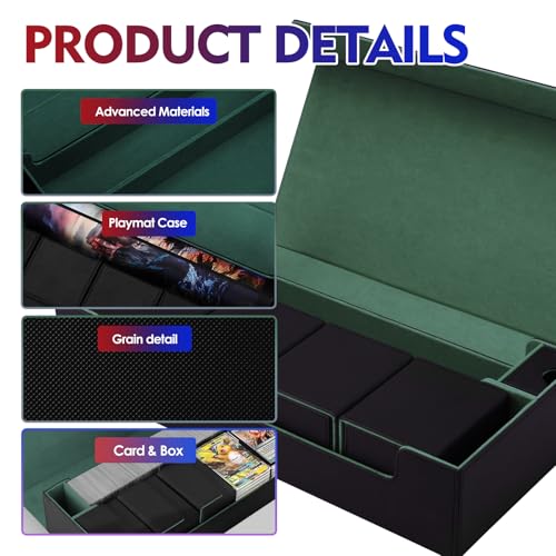 Card Case Holds 800+ Sleeved Cards - MTG, Uno, YuGiOh & More - TCG Deck Box with Strong Magnet Closure (Black/Green) - color: A-Black/Green - 800 Cards