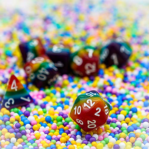 Cusdie 7-Die Rainbow Dice Polyhedral DND Dice Set for Role Playing Game (Rainbow-Opaque) - color: Rainbow-opaque