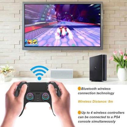 Wireless Game Controller for PlayStation 4 Bluetooth Replacement Gamepad for PS-4 Slim/Pro & Windows PC Rechargeable Portable Double Vibration Joystick Remote Joypad with 1000mAh Battery,Turbo,Mapping