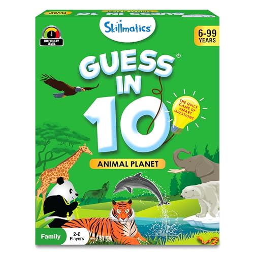 Skillmatics Guess in 10 Travel Game – Animal Planet, Gift for Boys & Girls | Educational Cards, Family Trivia Game, Travel Toy & STEM Board Game, Screen-Free Fun, Kids Ages 6, 7, 8, 9 and Up - style: 1. Animal Planet
