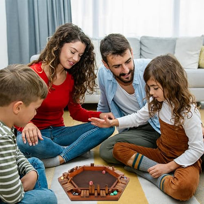 Juegoal Wooden Shut The Box Dice Game for 1-6 Players, Upgrade Tabletop Board Game with 12 Dice for Kids Adults Families, Classics Travel Portable Classroom Home Party Pub Board Game Sets - style: 6 Players