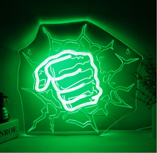 Comics Green Fist Neon Sign for Wall Decor, Animated Movie Neon Light with Dimmer Switch for Business, USB Power LED Neon Lights for Bedroom Party Man Cave Bar Club Game Room - color: Green, GreenFist