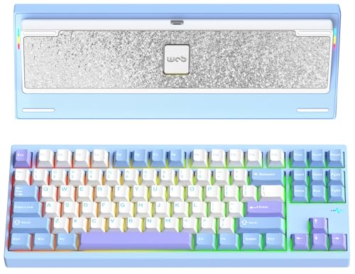 KEEBMONKEY WOBKEY Crush 80 Reboot CNC Aluminum 5-Second Quick-Release Triple-Mode Connectivity Mechanical Keyboard with Superior Acoustics (Pro Blue)