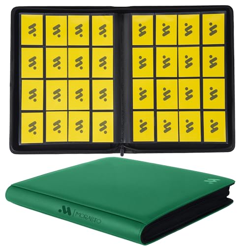 Card Binder 16 Pocket,Trading Card Binder Hold up to 1408 Cards with 44 Sleeves,Zipper Card Holder Album Compatible with TCG Card/Game Cards/Sports Card-Green - color: Dark Green