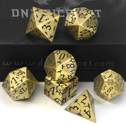 ZHOORQI Metal DND Dice 7Pcs Bat Design Polyhedral Die Set(BF-Bronze) | Sharp Edge D and D Dice for Dungeons and Dragons DM RPGs Gift Gaming Collection - color: Bat-bronze