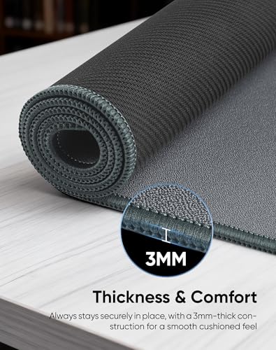 Reniteco Waterproof Large Office & Gaming Mouse Pad, 35.4" x 15.7" x 0.12" | Anti-Fray Stitched Edges, Premium Textured Surface, Non-Slip Rubber Base, Water and Stain Resistant Protection - color: Matte Gray, size: 35.4''x15.7''x0.12"