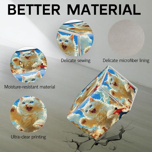Trading Card Storage Box, Holds 100+ for MTG Cards, Premium PU Leather with Magnetic Closure, Giant White Cat And A Boy Durable Deck Box for Magic the Gathering, Trading Card Games - color: Giant White Cat And A Boy