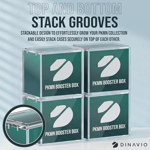 Dinavio Crafthouse PKMN Booster Box Case Acrylic Display Stackable - 8mm + 5mm Ultra Thick Acrylic with N52 Strong Magnets - PKMN Booster Box Case Protector - Compatible with PKMN Booster Boxes - size: PKMN Booster Box Case
