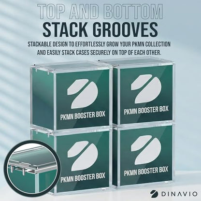Dinavio Crafthouse PKMN Booster Box Case Acrylic Display Stackable - 8mm + 5mm Ultra Thick Acrylic with N52 Strong Magnets - PKMN Booster Box Case Protector - Compatible with PKMN Booster Boxes - size: PKMN Booster Box Case