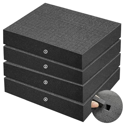 LAFENLIN Pick & Pluck Foam 4-Pack for Gun Case,16x12x2"Customizable Insert | High-density closed-cell polyethylene, pre-scored for easy customization.Protects firearms, electronics, tools & collectibles - size: 4 Pack One Size-16 Inch Length