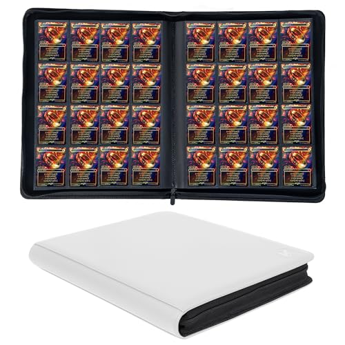 1000+ Pockets Trading Card Binder, 16-Pocket Card Ablum Compatible with MTG,Sports Cards & Other Standard Size Trading Cards (White) - color: White