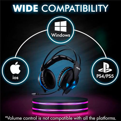 KLIM Impact V2 - USB Gaming Headset - 7.1 Surround Sound - Noise Cancelling - High Definition Audio - Strong Bass - Video Games Headphones Audifonos with Microphone for PC Gamer PS4 - Noise Cancelling