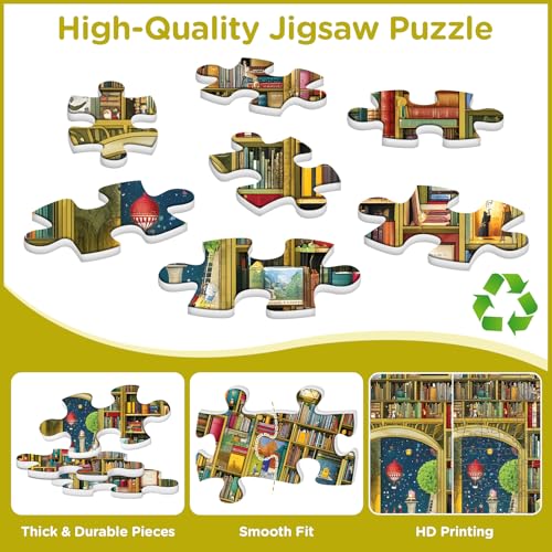 Jigsaw Puzzle 500 Piece for Adults,Unique Magical Fantasy Bookstore Puzzles | Bookstore Themed Puzzles Letter on Back,Nterlock Perfectly Frameable,Fun Challenging Perfect Birthday Party Gifts, 20.5x15 In - style: store
