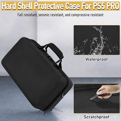 OUUTMEE Hard Shell Carrying Case Compatible with PS5 Pro | Travel Storage Bag for PlayStation 5 Pro, Organizer Protective Case Holds PS5 Pro Disk Digital Edition, Games and Accessories - size: For PS5 Pro