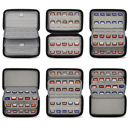 sisma 80 Switch Game Case Compatible with Nintendo Switch/Switch 2 Games & PS Vita Cartridges, Hard Shell Card Holders Organizer Storage Case Travel Portable Carrying Bag - color: Black