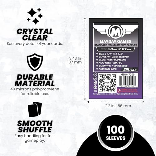 Mayday Games Standard USA Card Sleeves 56x87mm - Purple Label Clear Perfect Fit Card Sleeves and K-Pop Photo Cards, 40 Micron, 100 Per Pack - MDG-7040